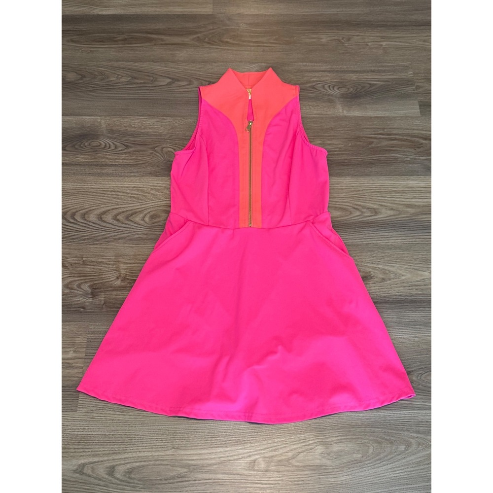 SSYS The Label Pink Orange Colorblock Zip Front Active Tennis Dress size Small - Picture 7 of 7